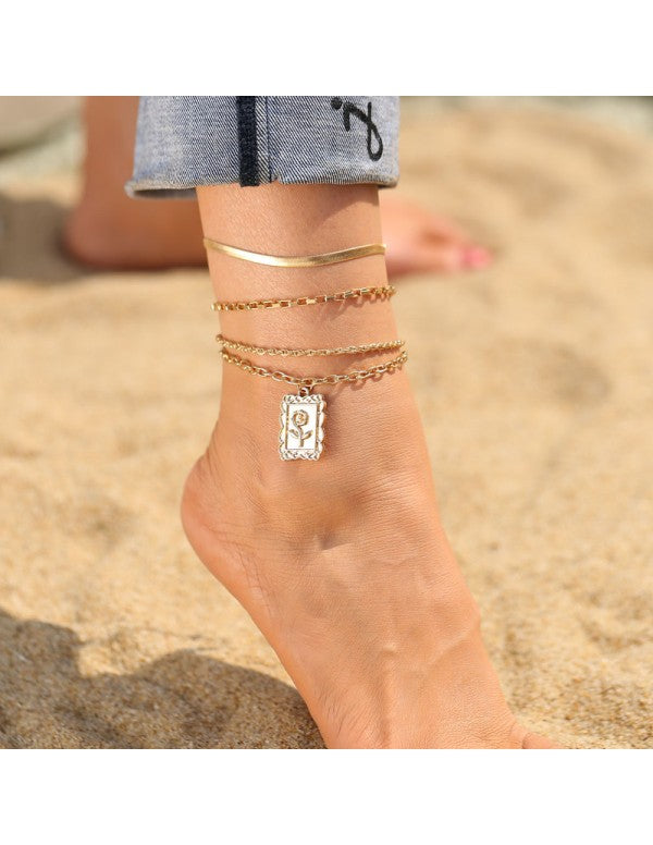Jewellery for Women Gold Plated Layered Anklet