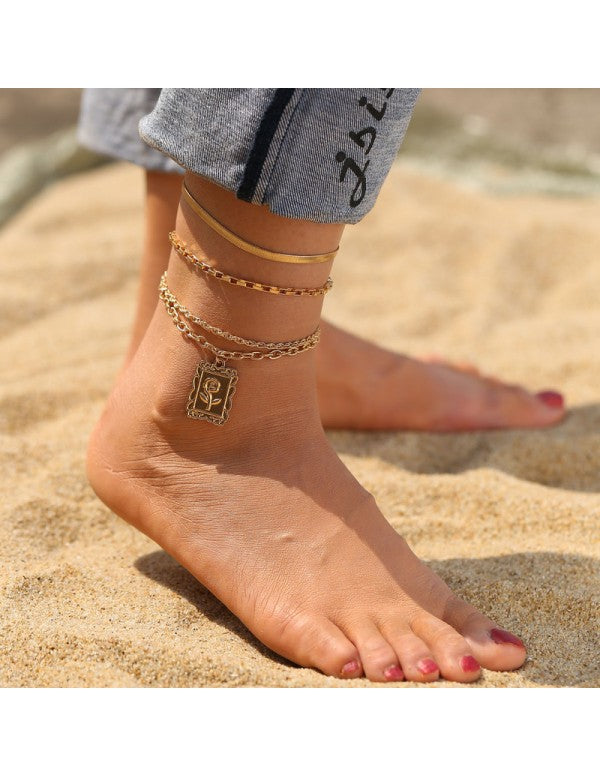 Jewellery for Women Gold Plated Layered Anklet