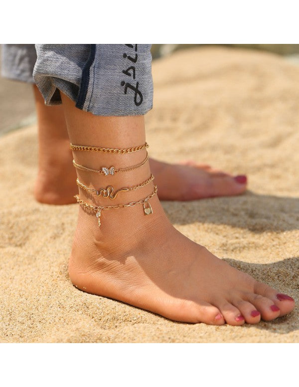 Jewellery for Women Gold Plated Layered Anklet