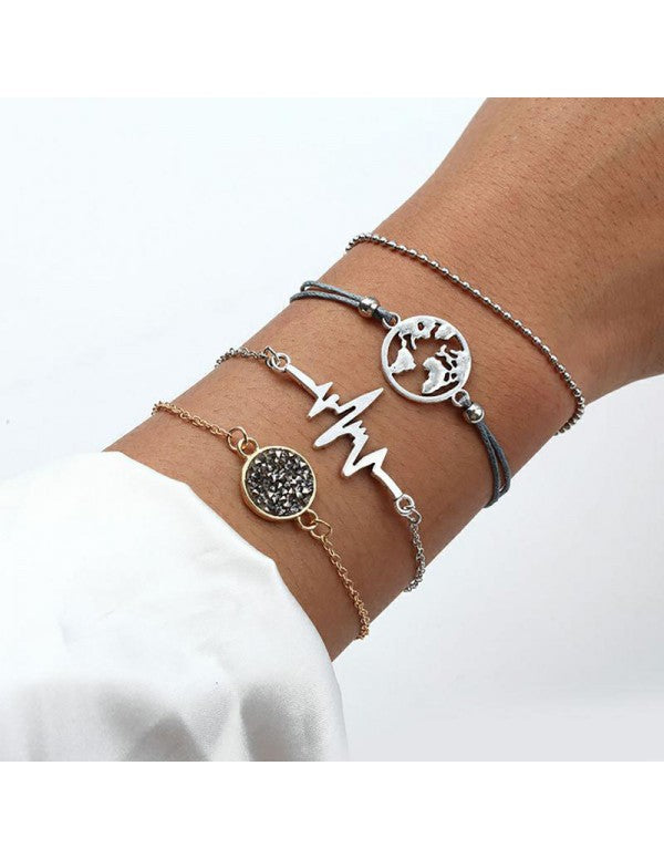 Stylish Globe and Heart Beat Multi Design Splendid Bracelet For Women/Girls