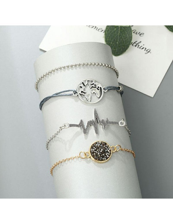 Stylish Globe and Heart Beat Multi Design Splendid Bracelet For Women/Girls
