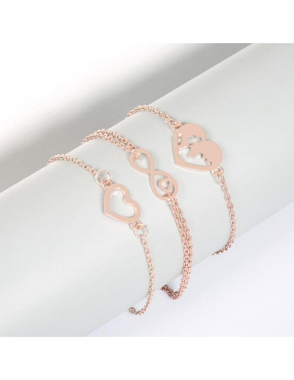 Combo of 3 Rose Gold Plated Charm Bracelets