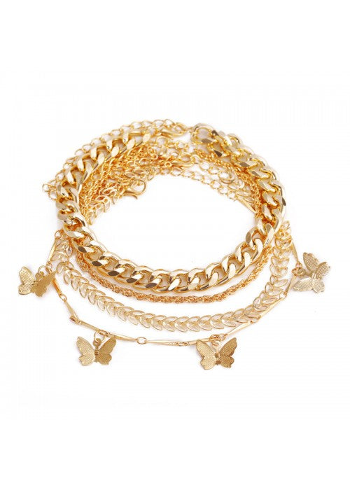 Mesmerizing Butterfly Multi Strand Gold Plated Bracelet For Women/Girls