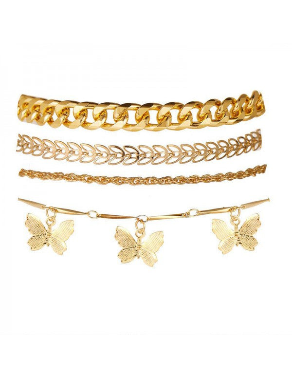 Mesmerizing Butterfly Multi Strand Gold Plated Bracelet For Women/Girls