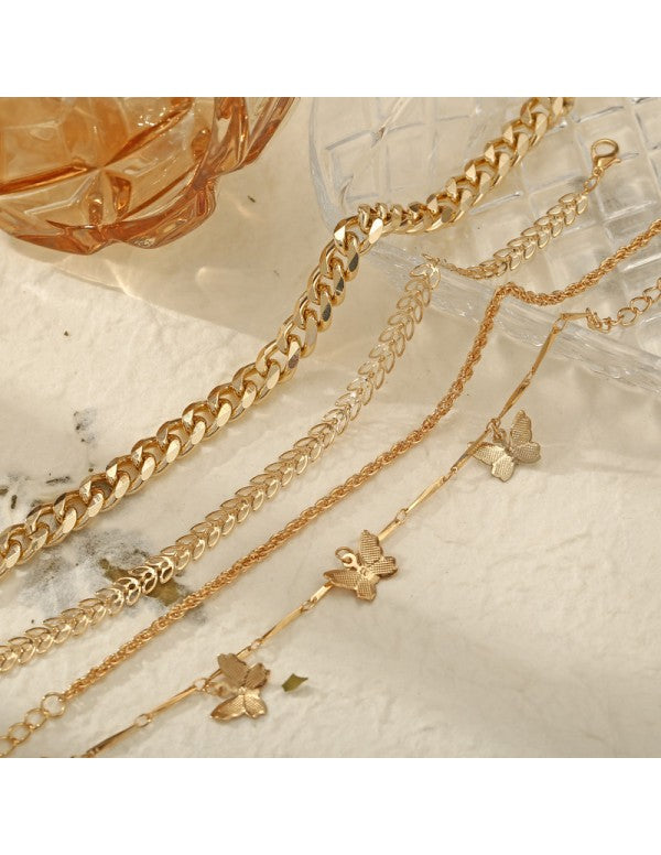 Mesmerizing Butterfly Multi Strand Gold Plated Bracelet For Women/Girls