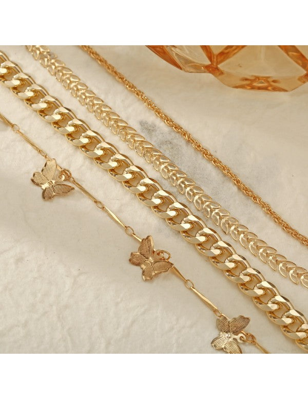 Mesmerizing Butterfly Multi Strand Gold Plated Bracelet For Women/Girls