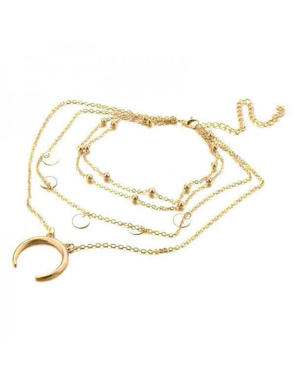 Moon Triple Layered Fashion Necklace for Women/Girls
