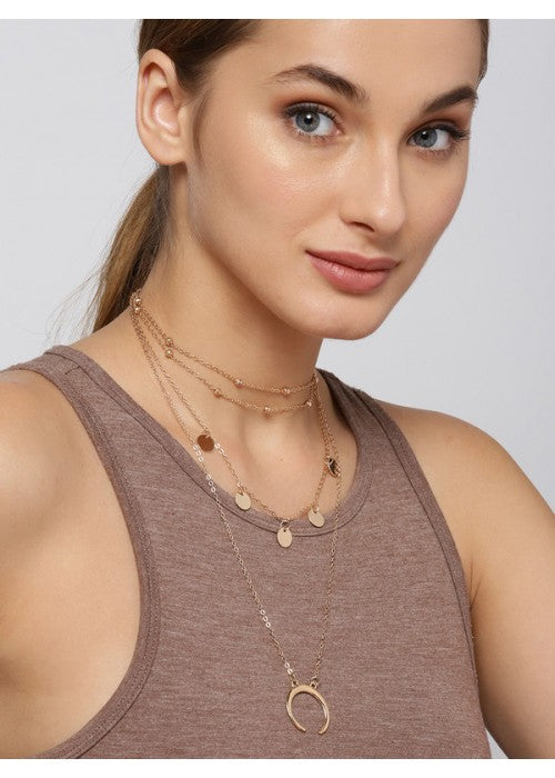 Moon Triple Layered Fashion Necklace for Women/Girls