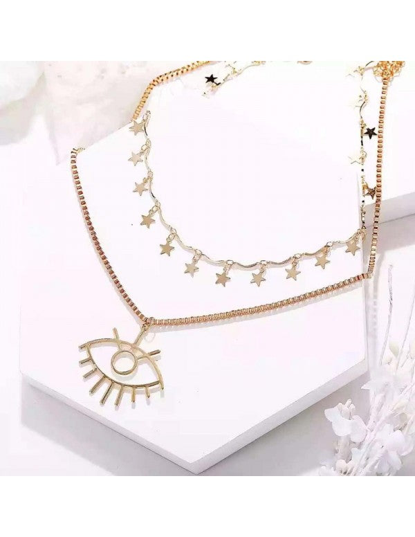 Wonderful Eyes Design Gold Plated Necklace For Women/Girls