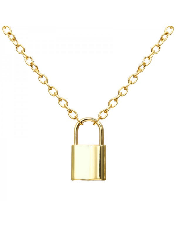 Mesmerizing Lock Design Gold Plated Necklace For Women/Girls