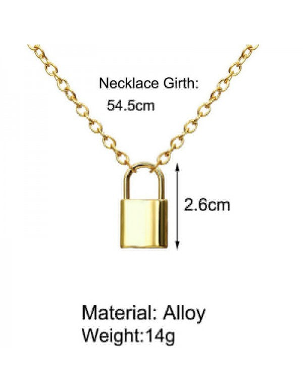 Mesmerizing Lock Design Gold Plated Necklace For Women/Girls