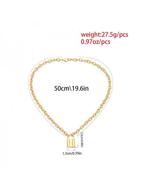 Mesmerizing Lock Design Gold Plated Necklace For Women/Girls