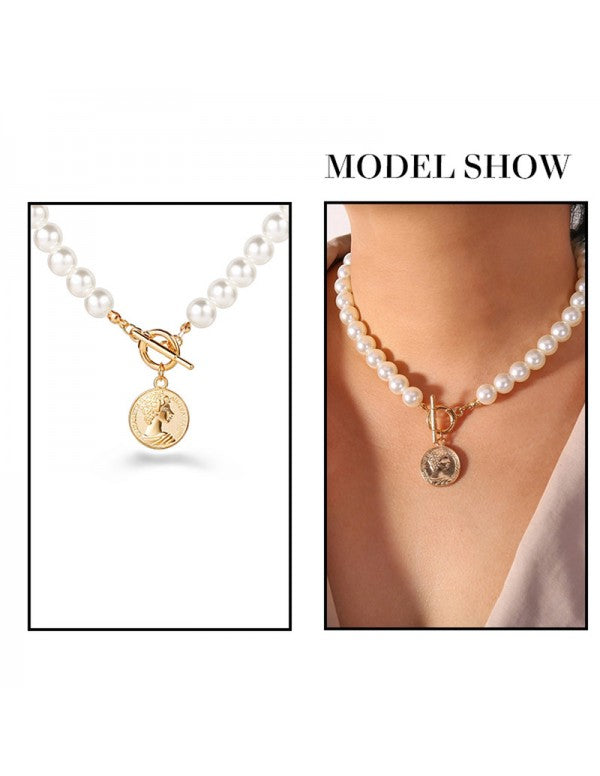 Plushy Pearl Gold Plated Necklace Women/Girls