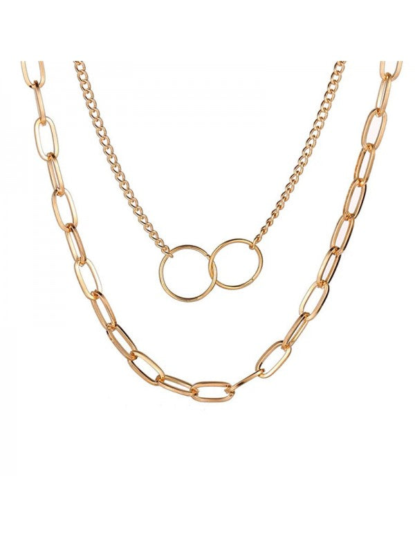 Mesmerizing Cross Ring Lon Chain Gold Plated Necklace For Women/Girls