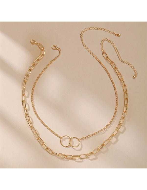 Mesmerizing Cross Ring Lon Chain Gold Plated Necklace For Women/Girls