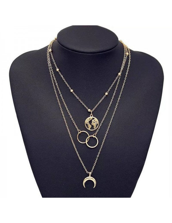 Glitzy Global Cross Ring Design Gold Plated Necklace For Women/Girls