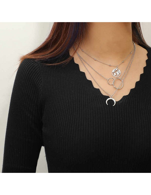 Plushy Global Cross Ring Design Silver Plated Necklace For Women/Girls