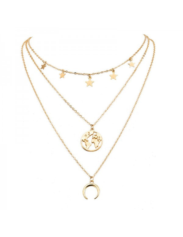 Marvelous Designer Gold Plated Multi Strand Necklace For Women/Girls