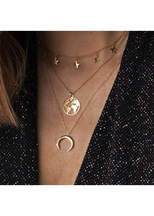 Marvelous Designer Gold Plated Multi Strand Necklace For Women/Girls