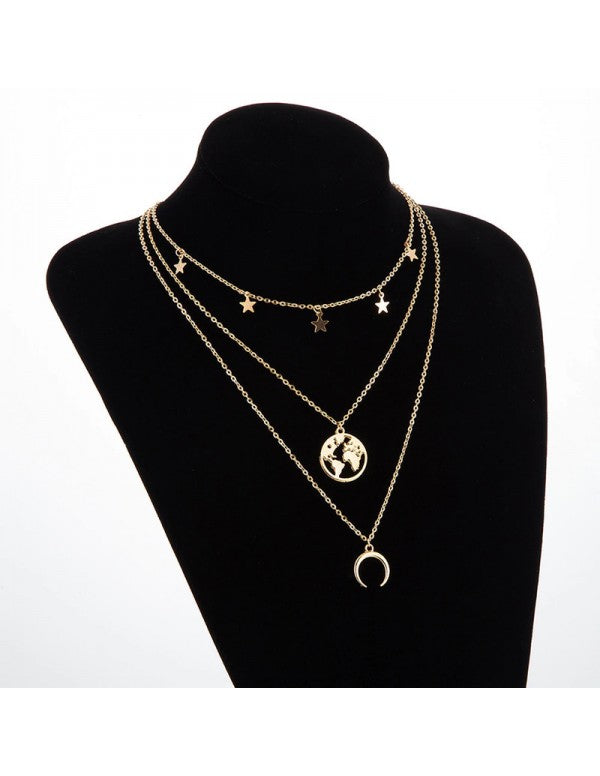 Marvelous Designer Gold Plated Multi Strand Necklace For Women/Girls