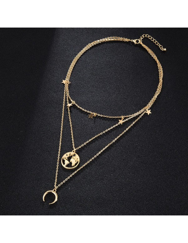 Marvelous Designer Gold Plated Multi Strand Necklace For Women/Girls