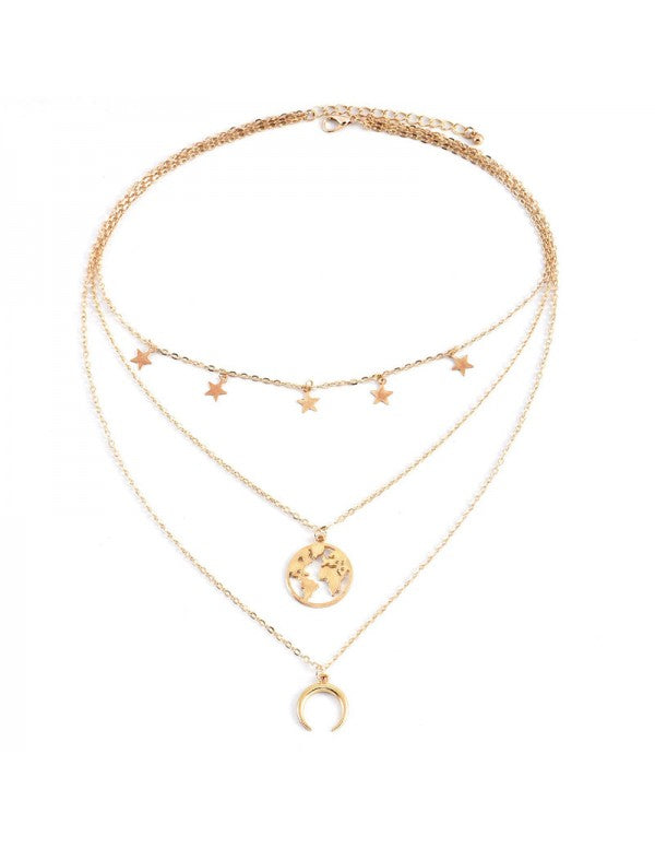 Marvelous Designer Gold Plated Multi Strand Necklace For Women/Girls