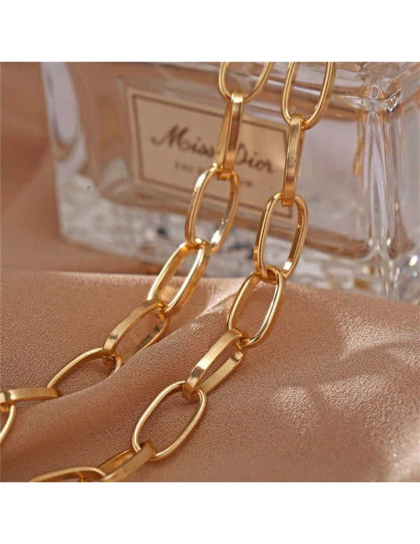 Glitzy Bold Chain Gold Plated Necklace For Women/Girls
