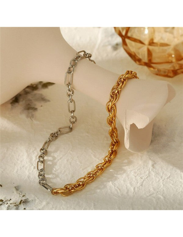 Trendy Dual Plated Chain Necklace For Women/Girls