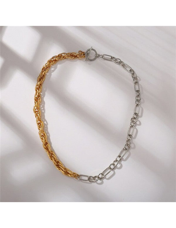Trendy Dual Plated Chain Necklace For Women/Girls