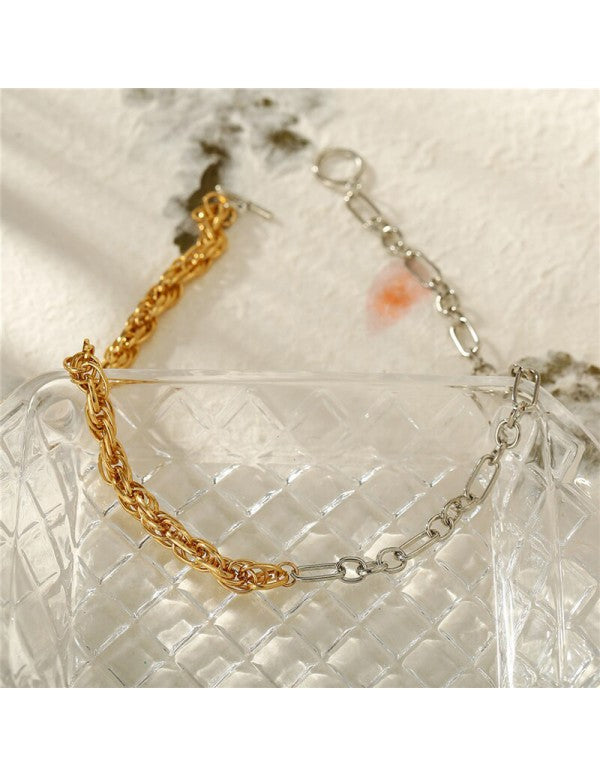 Trendy Dual Plated Chain Necklace For Women/Girls