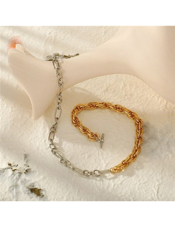 Trendy Dual Plated Chain Necklace For Women/Girls