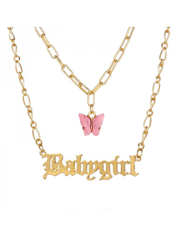 Butterfly Baby girl Gold Plated Multi Strand Necklace For Women/Girls