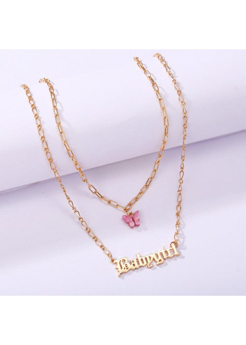 Butterfly Baby girl Gold Plated Multi Strand Necklace For Women/Girls