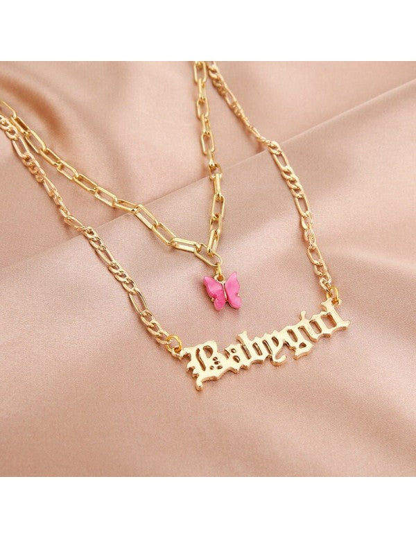 Butterfly Baby girl Gold Plated Multi Strand Necklace For Women/Girls