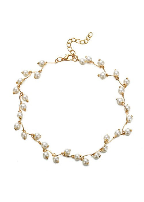 Pearl Single Layer Gold Plated Necklace Jewellery For Women