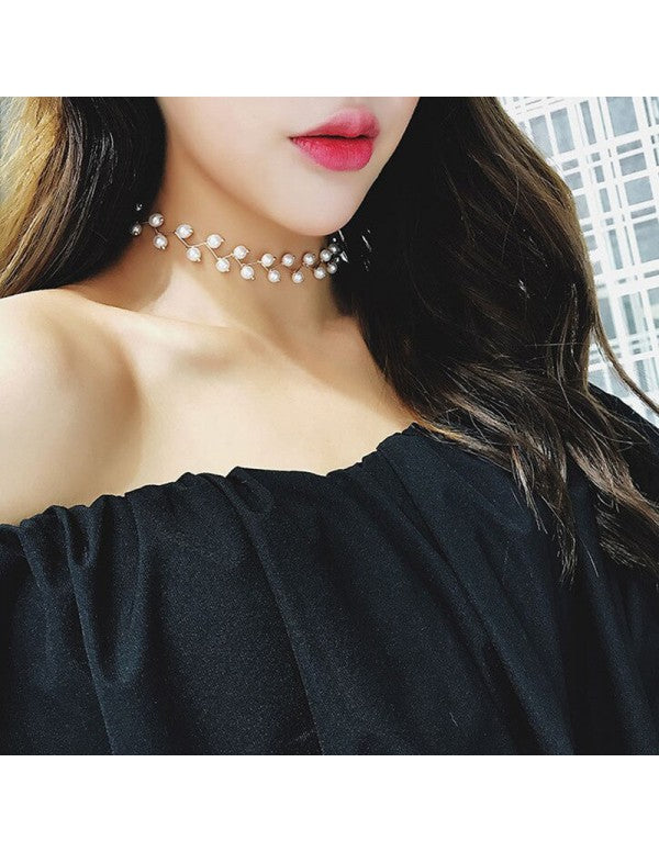 Pearl Single Layer Gold Plated Necklace Jewellery For Women