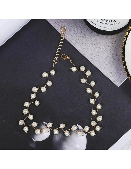 Pearl Single Layer Gold Plated Necklace Jewellery For Women