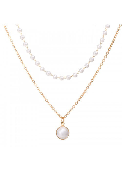 Pearl Gold Plated Double Layer Necklace Jewellery For Women