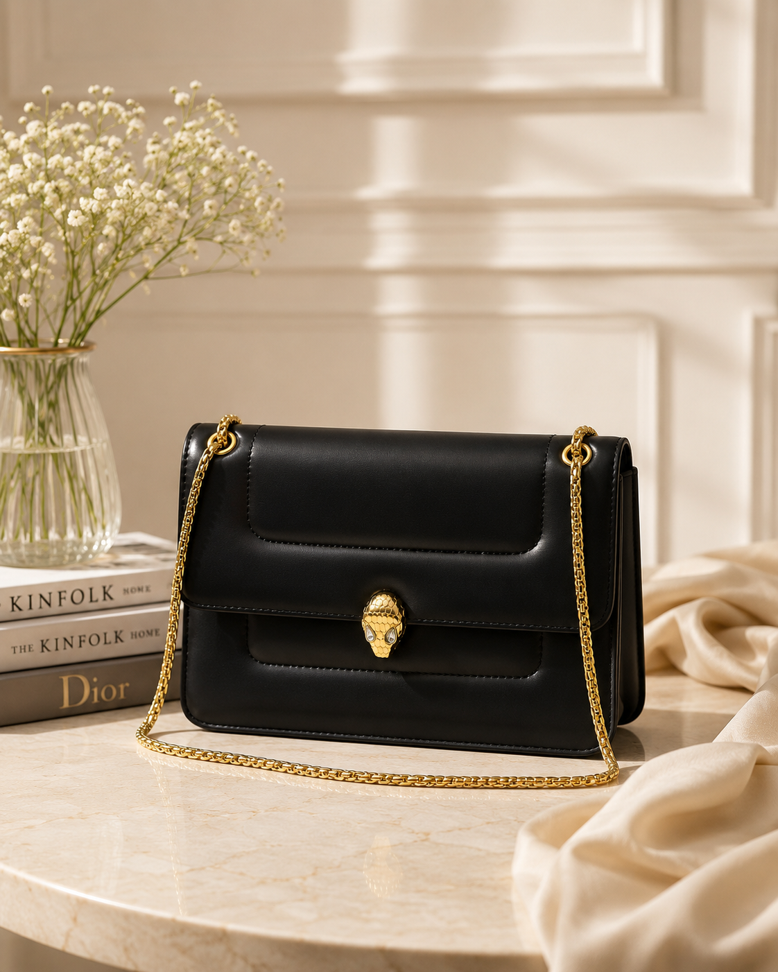 Midnight Serpentine Luxe Shoulder Bag