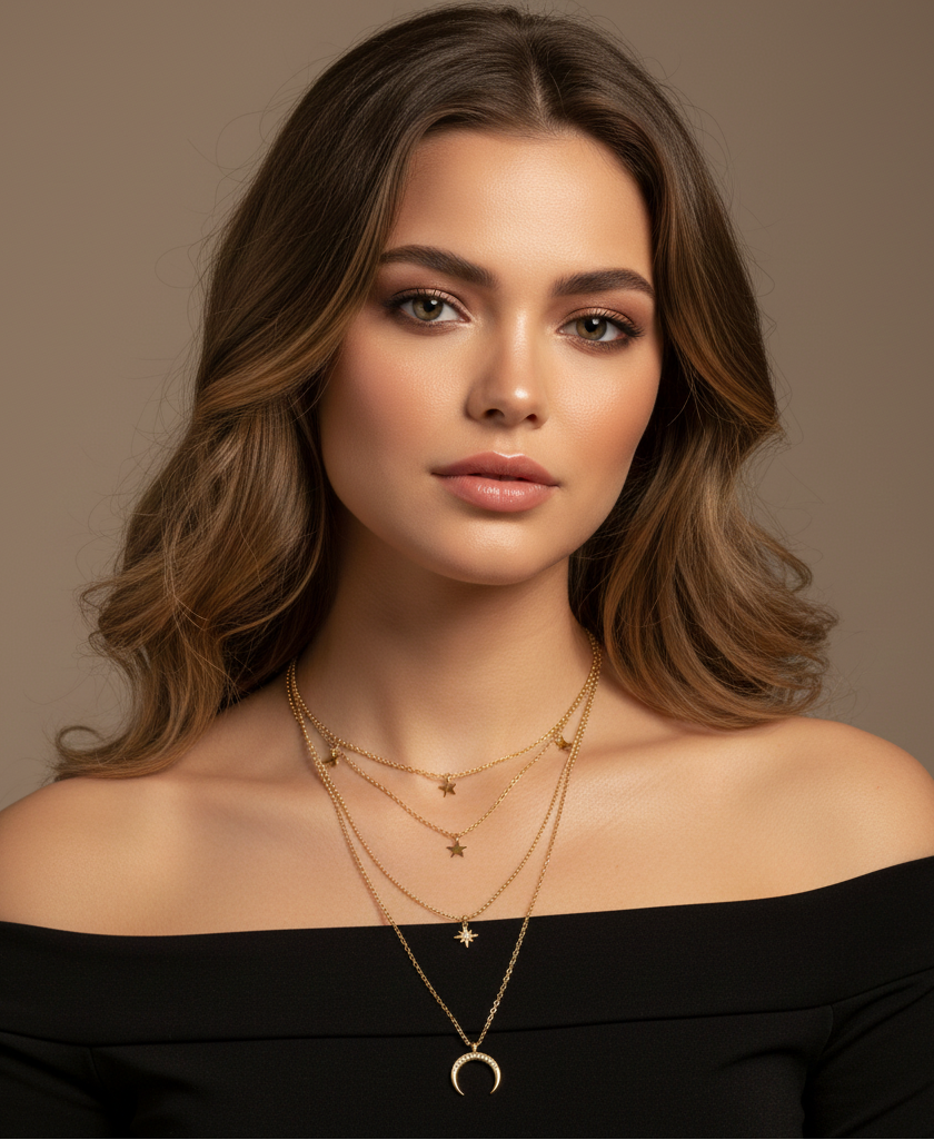 Golden Star and Moon Golden Neck Chain