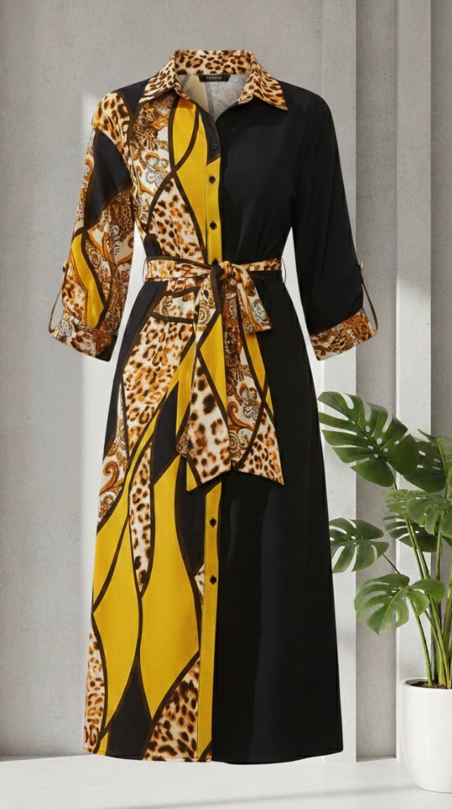 Woman T-Shirt Stylish Professional Dress V-Neck Long Sleeve Printing Bandage Shirt