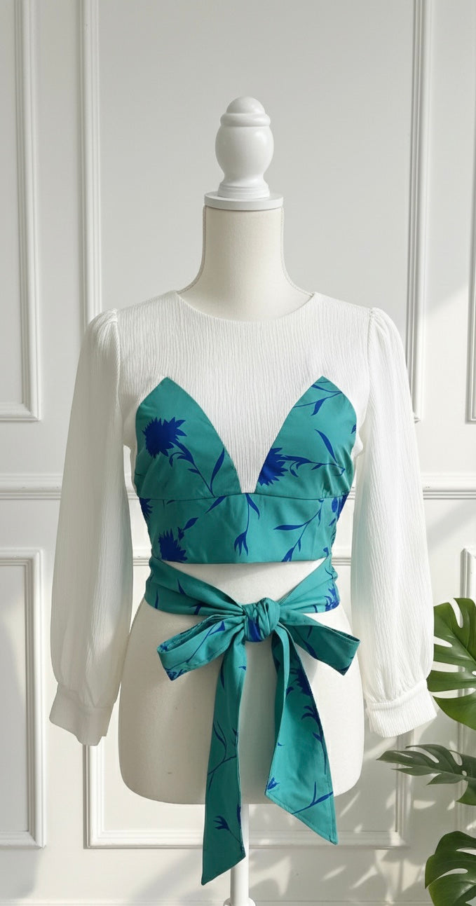 Black and Yellow/Green floral crop top