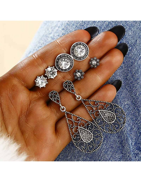 Trendy American Diamond Vintage Retro Mesmerizing Stud & Droplets Earrings For Women/Girls