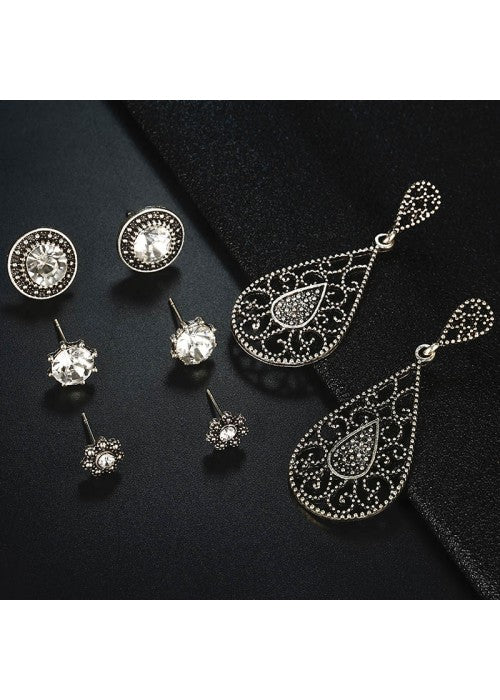 Trendy American Diamond Vintage Retro Mesmerizing Stud & Droplets Earrings For Women/Girls