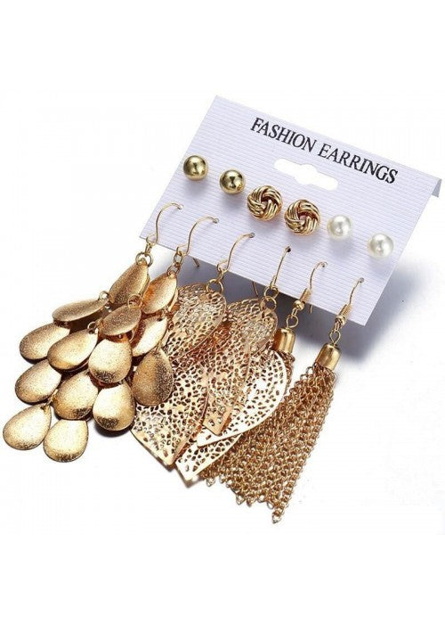 Combo of 6 Pair Gold Plated Earrings
