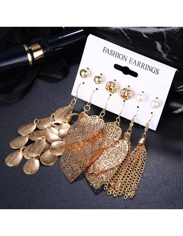 Combo of 6 Pair Gold Plated Earrings