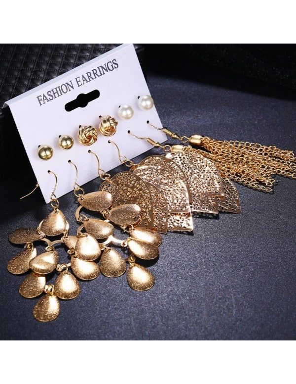 Combo of 6 Pair Gold Plated Earrings