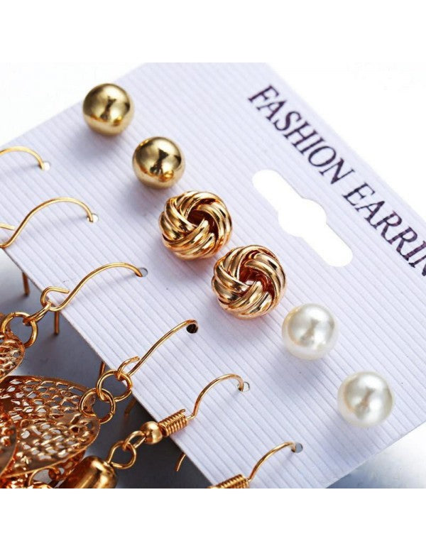 Combo of 6 Pair Gold Plated Earrings