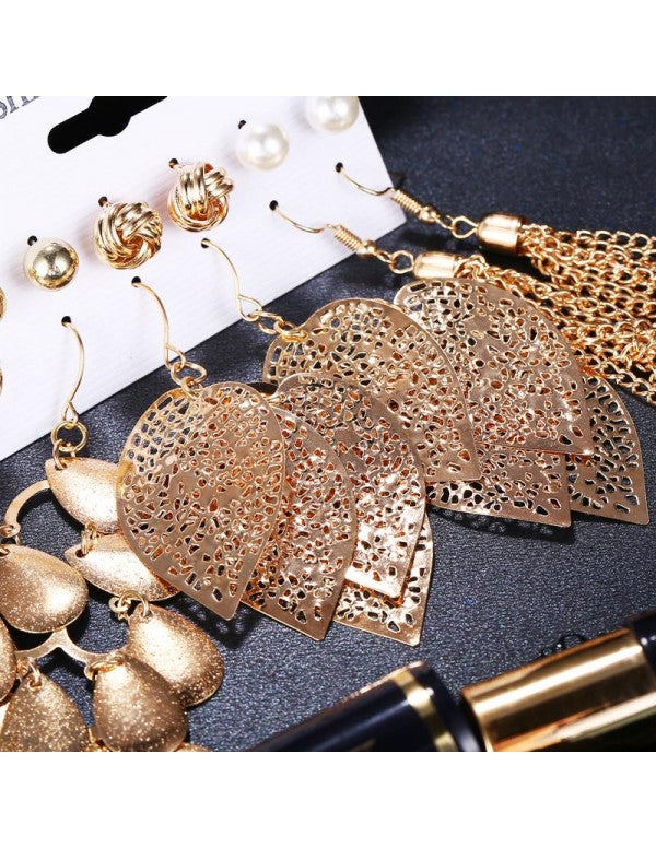 Combo of 6 Pair Gold Plated Earrings