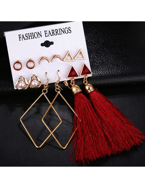Combo of 6 Pair Gold Plated Earrings